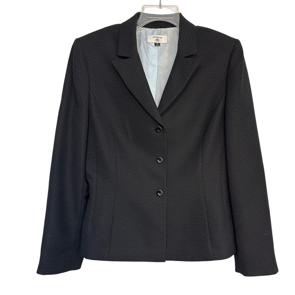Stresa Women's Black Polka Dot Blazer‎ Jacket Size 12 Professional Business